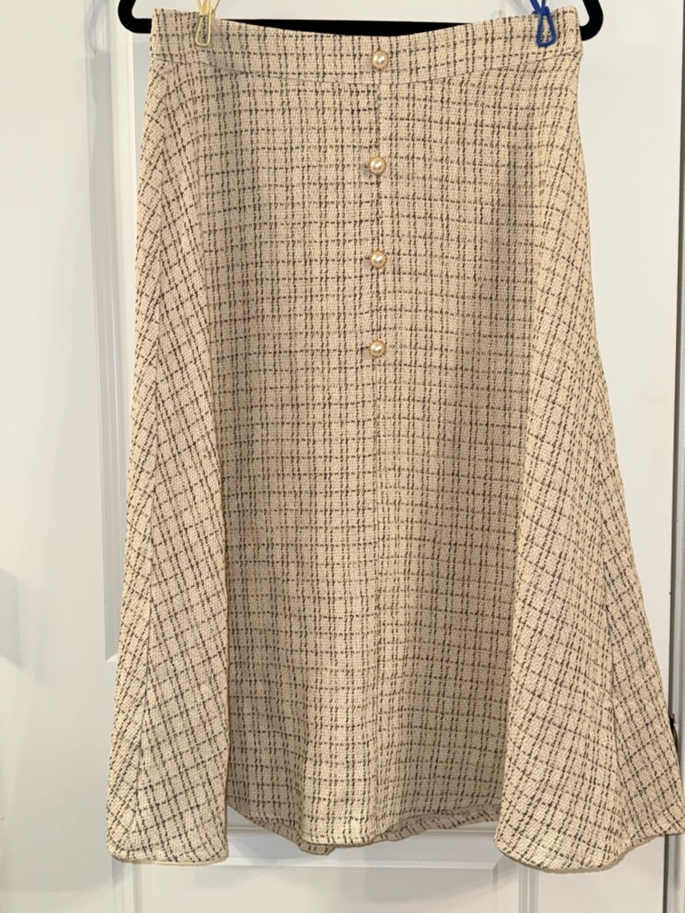 RIHOAS Old Money Cream Tweed A-Line Midi Skirt (large) - Picture 2 of 7